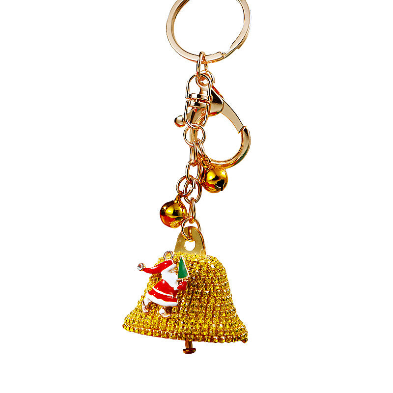 Wholesale Diamond Santa Bell Metal Keychain